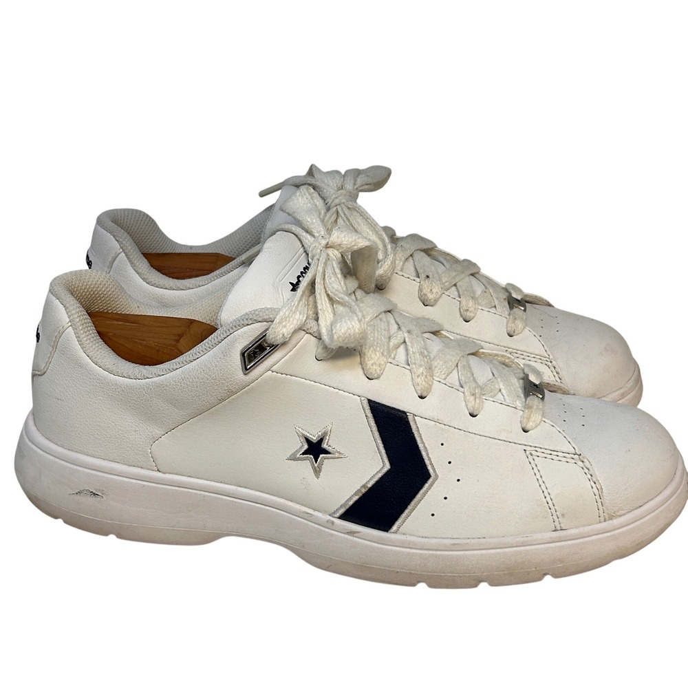 Converse White Leather‎ Low Top Skateboard Sneakers Men's 10 Ox